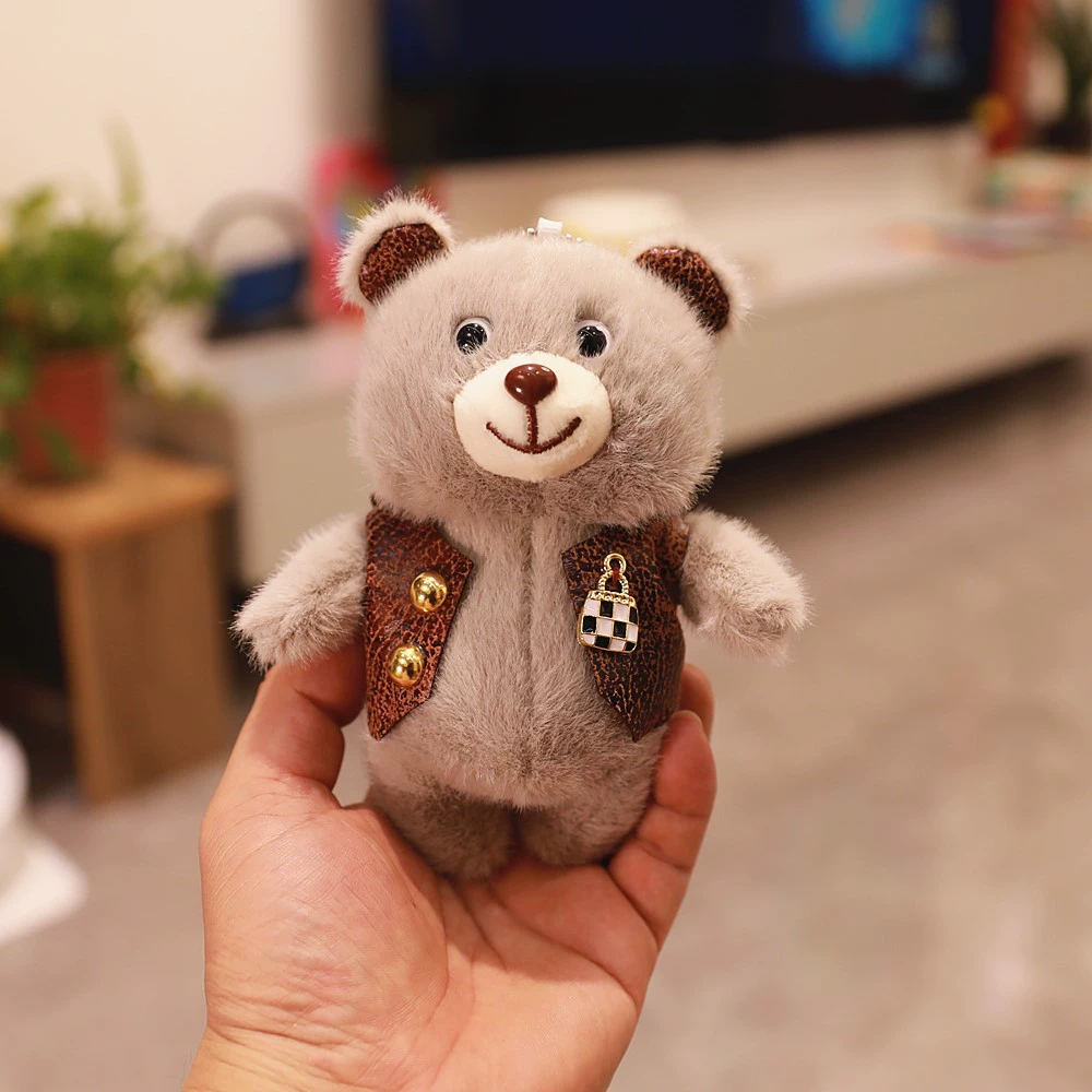 Милый жилет, плюшевая подвеска, игрушка, декор для сумки, брелок, тряпичная кукла, с маленькими медвежатами