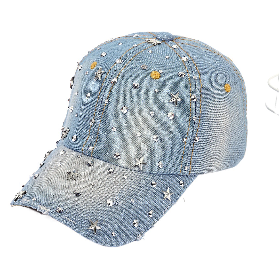 Moda diamante gorra de béisbol para las mujeres primavera y verano nuevo remache casquillo enarbolado personalidad casual sombrero de mezclilla