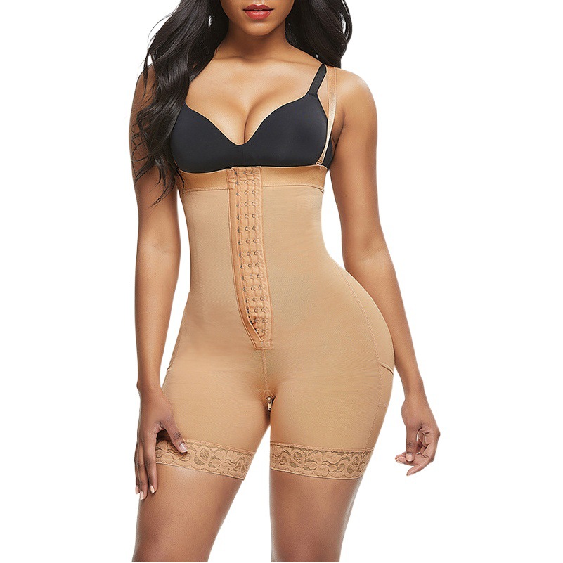 Corsé de una pieza transfronterizo europeo y americano de una pieza ropa interior ajustada corsé delgado de las mujeres entrepierna de contracción del vientre cremallera pantalones de levantamiento de cadera