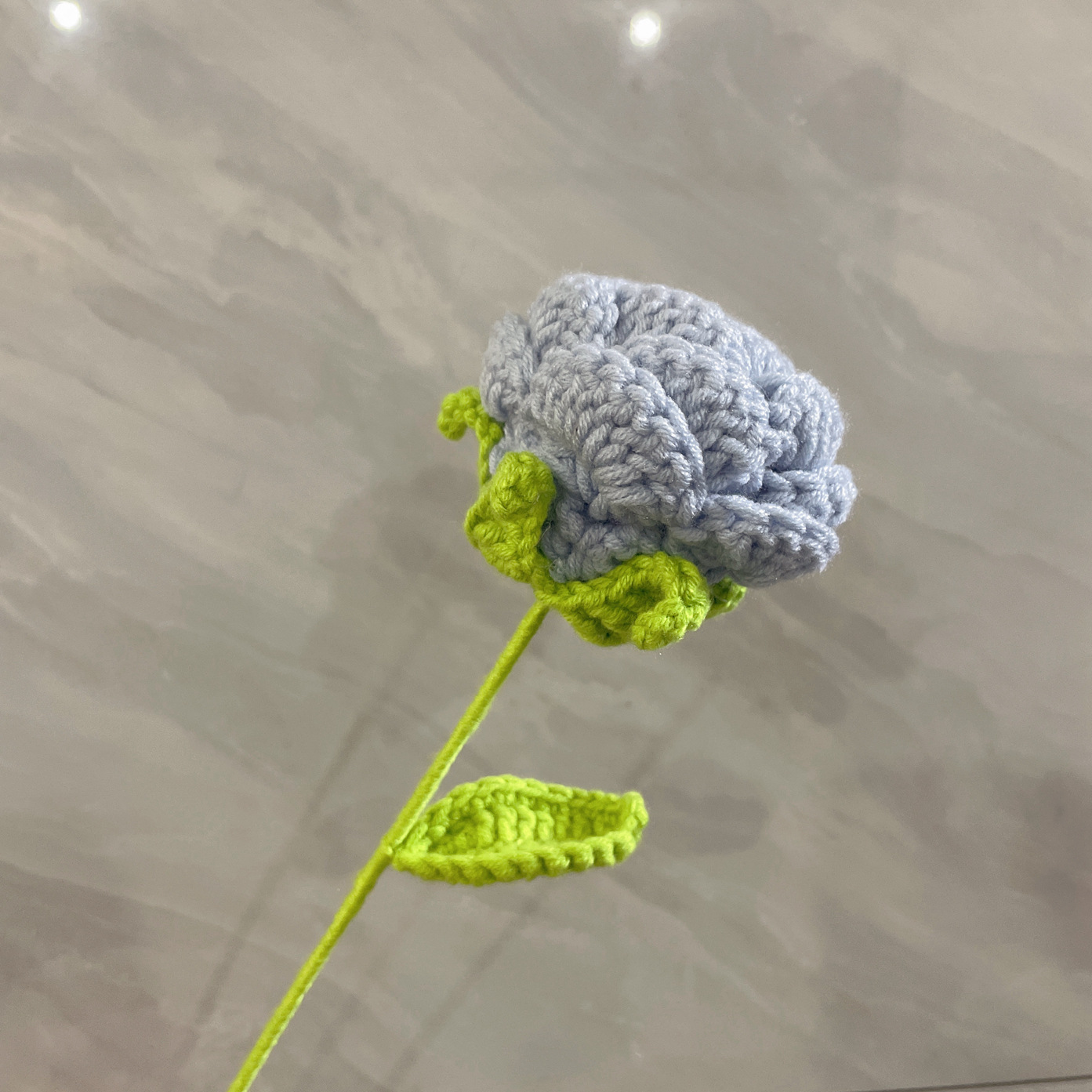 Lily tejido a mano acabado rosa Lily Tulip flor artificial lana ramo regalo