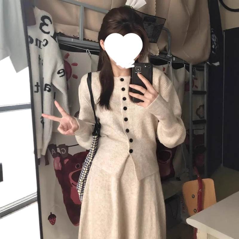 韩系高级感针织连衣裙女2025新款时尚气质长裙深秋初冬穿搭一整套|undefined