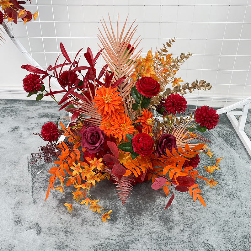 El comercio exterior de la boda flor artificial piso de la boda flor de seda apoyos de la flor de eucalipto flor artificial fila accesorios de la boda floral