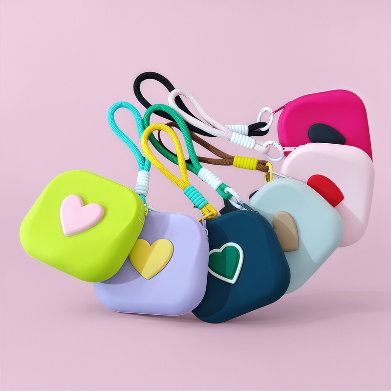 New Color-Blocking Creative Storage Pouch, Simple Earphone Bag, Coin Purse, Soft Silicone Coin Wallet, Versatile Backpack Accessory