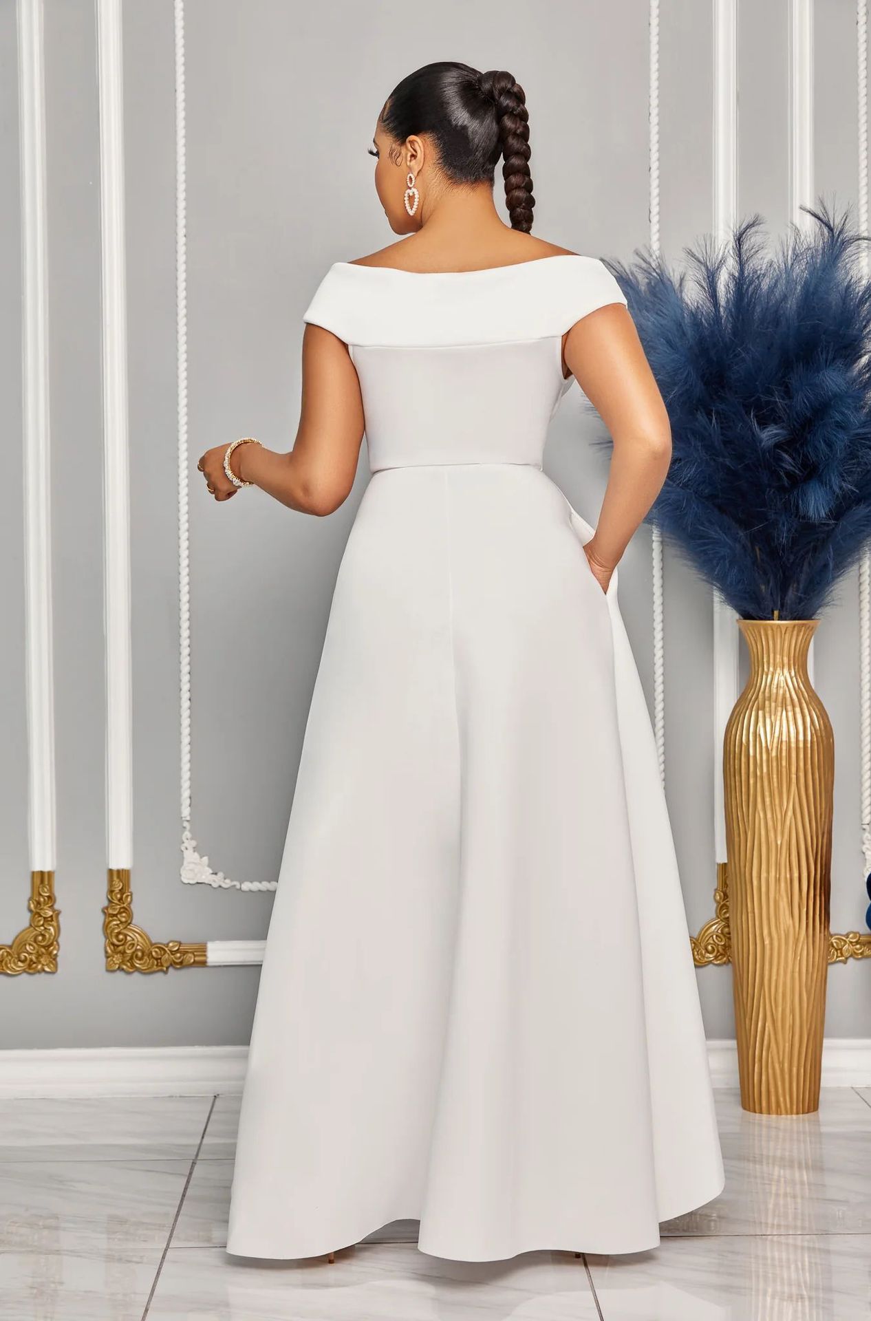 Women's Sexy Slim Fit One Shoulder Sleeveless Large Skirt Dress Solid Color_ecoleips.com