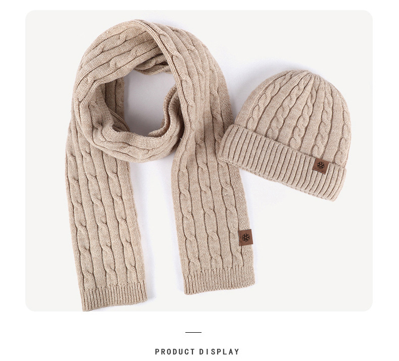 Unisex new knitted hat scarf gloves three piece set winter women's cold proof warm scarf three piece set men_voghion.com