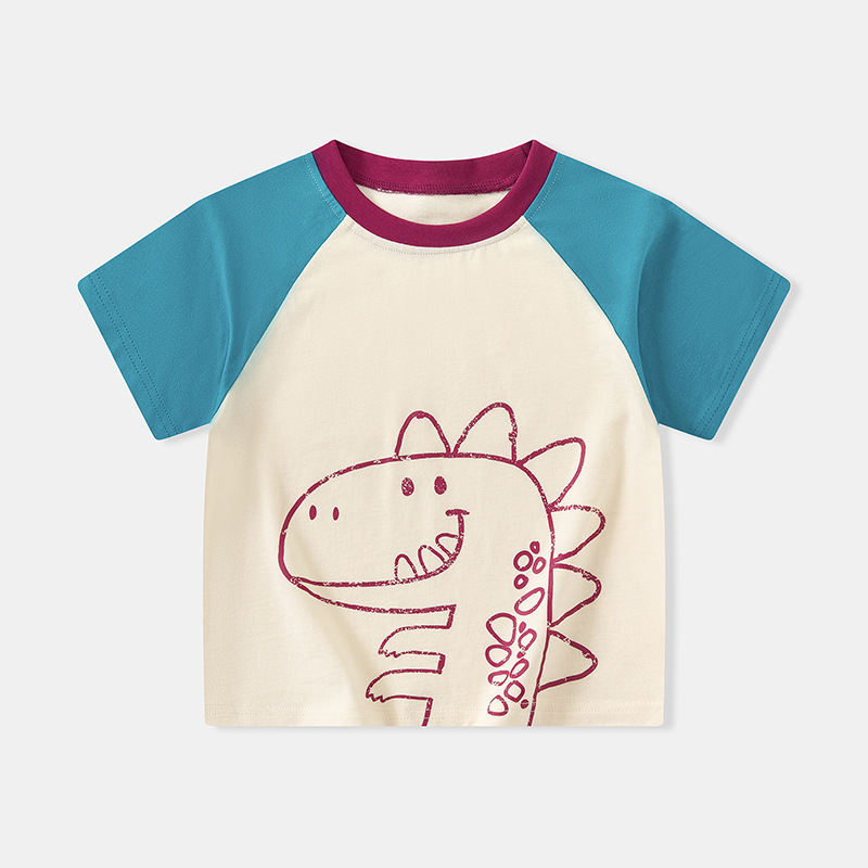 Betop comercio exterior ropa para niños verano nuevo estilo para niños camiseta de manga corta niños ropa de bebé dibujos animados superior de dinosaurio al por mayor