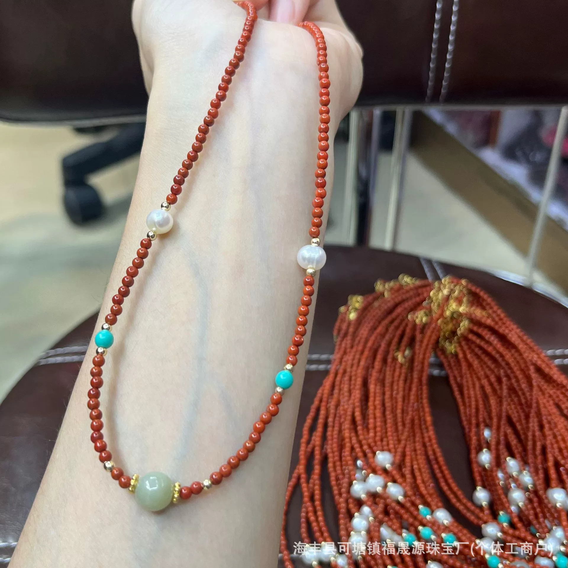 Оригинальный дизайн Natural Baishan South Red Onyx Ожерелье