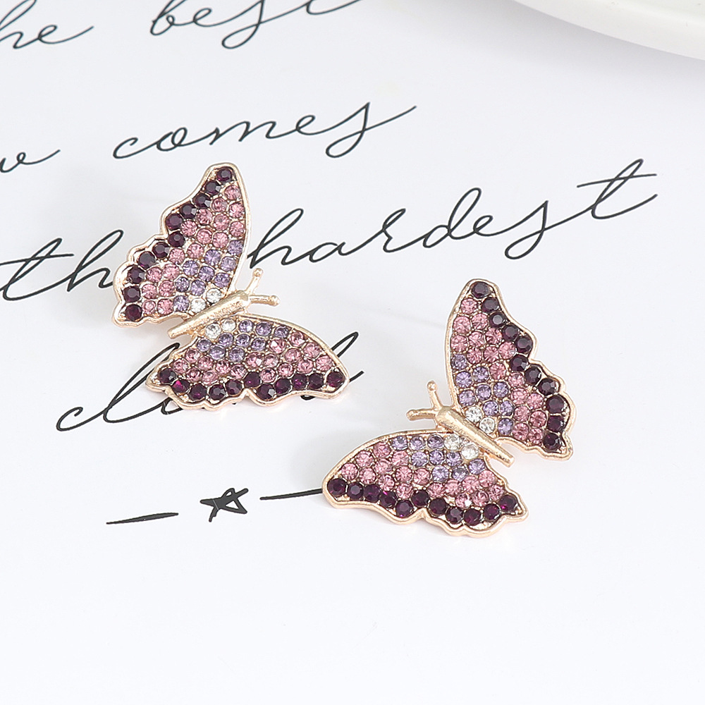 Retro Butterfly Alloy Rhinestone Womenu0027S Ear Studs 1 Pair