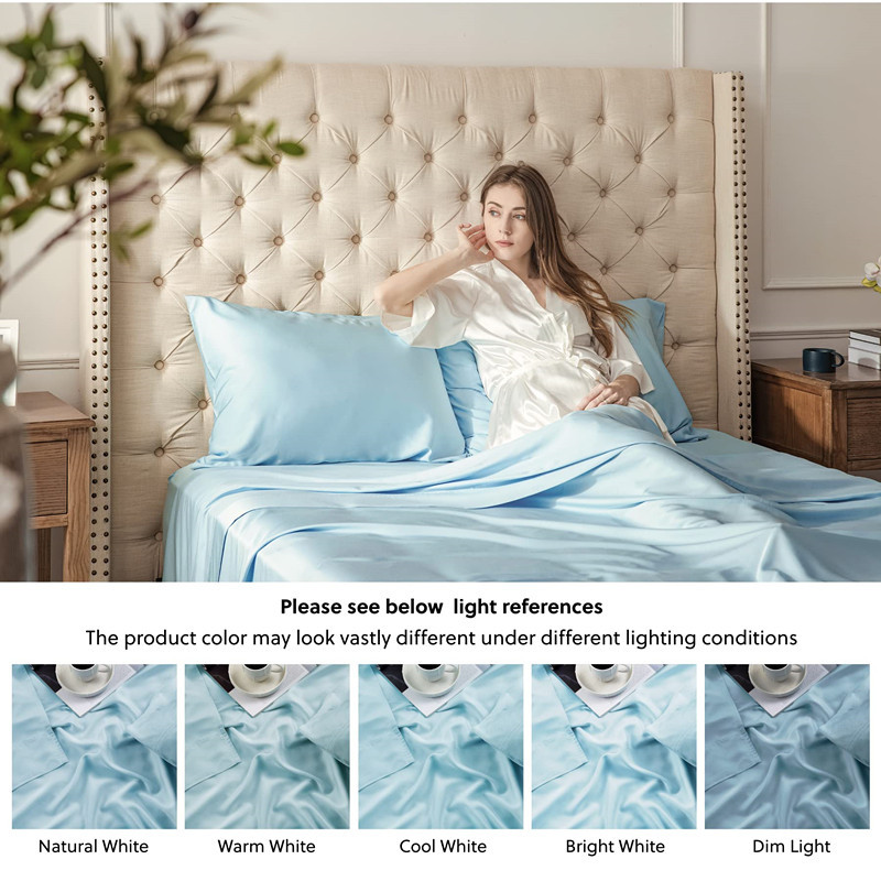 跨境亚马逊100%竹纤维床单4件套凉爽透气深口袋欧美床品外贸批发