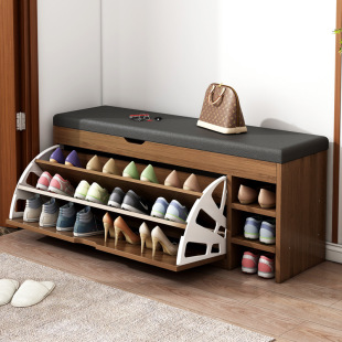 Shoe changing stool home door shoe cabinet sitting simple modern door flip shoe rack soft bag door stool shoe wearing stool