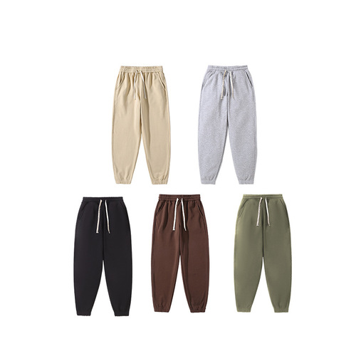 Live supply 340g spring and autumn terry cotton sweatpants trousers for men and women loose cuff casual sweatpants and sports pants