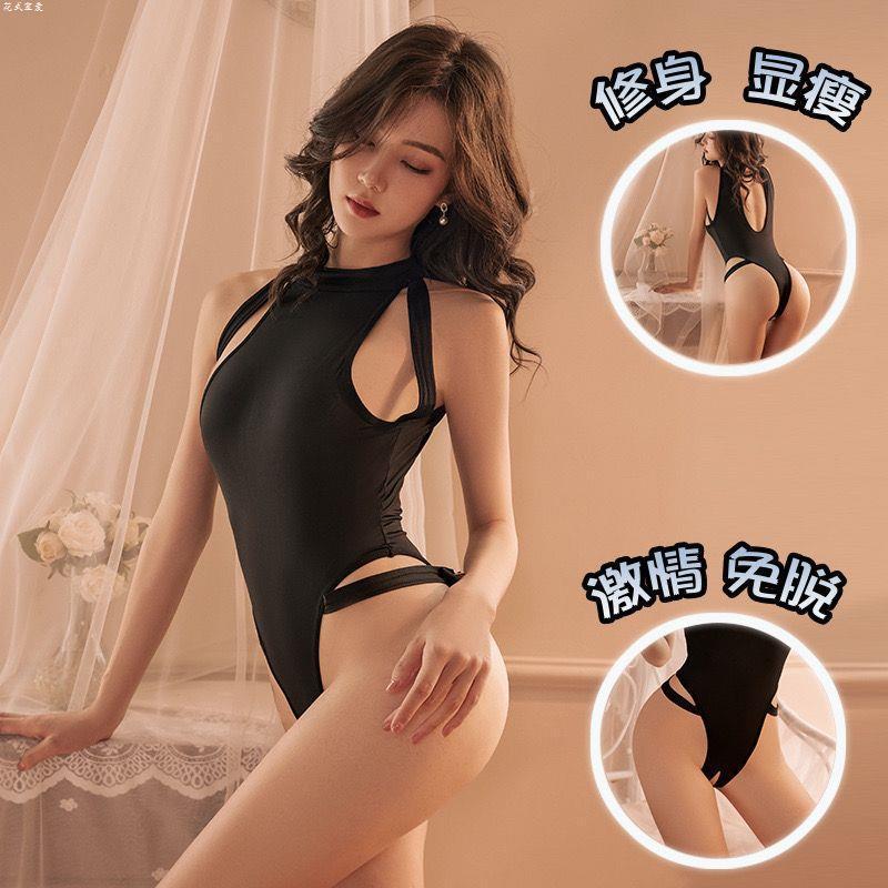 Expensive! Japanese-Style Dead Pool Sexy Split Crotch Swimsuit Set, Erotic Black Stockings, Fun Couple Uniform Lingerie for Women