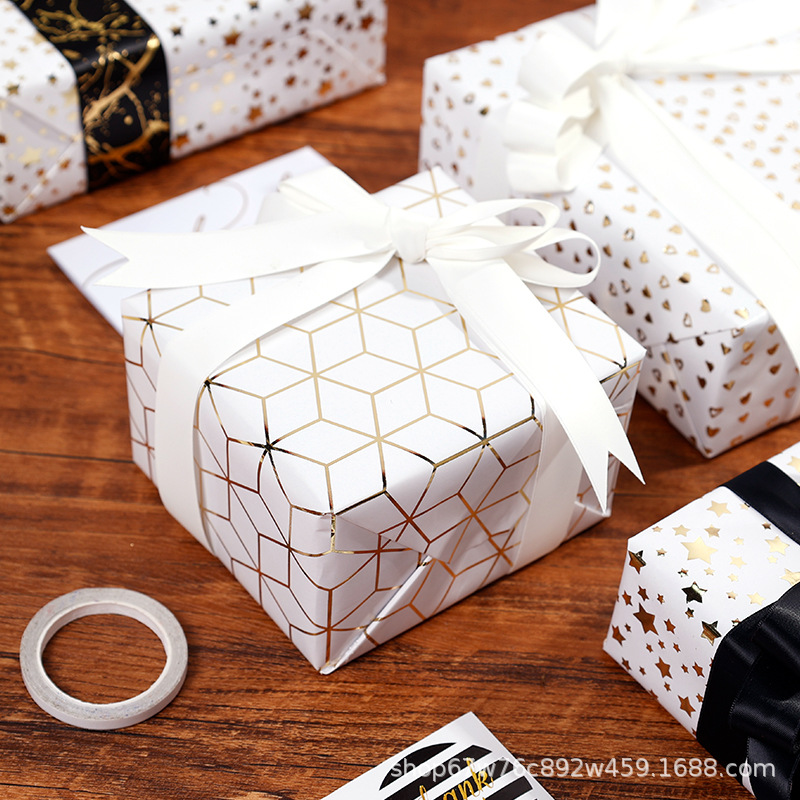 Amazon Hot Sale Gift Wrap Paper Big Size White Printed Gift Paper Embalaje de regalo de cumpleaños de San Valentín