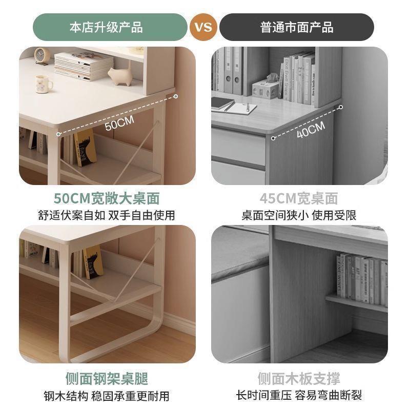 コンピュータデスクトップ家庭用デスク本棚一体学習机寝室引き出し付き学生机オフィステーブル|undefined