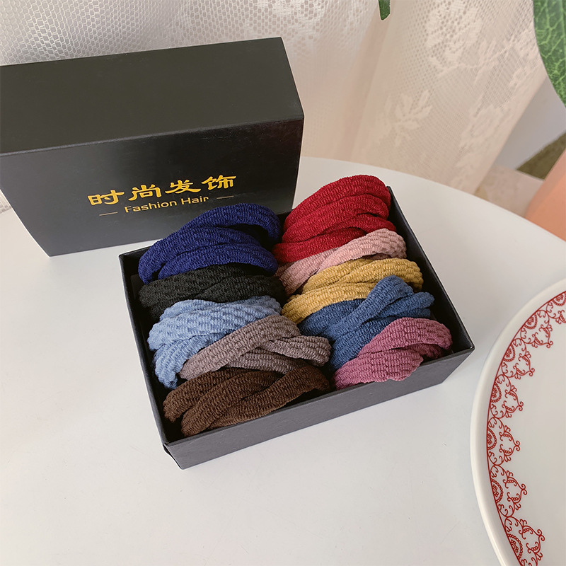 Cuerda de cabeza gruesa banda de goma toalla banda de pelo de las mujeres alta elástica duradera banda de goma sin costura temperamento simple cuerda de lazo de pelo diario