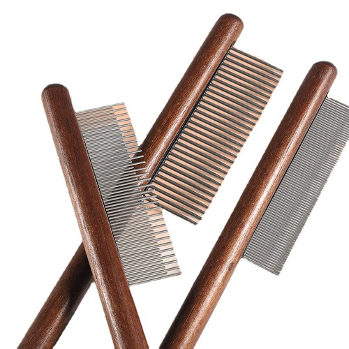 Pet Cat and Dog Flea Comb, Sparse-toothed Cat Comb, Wooden Straight Comb, Detangle and Remove Loose Hair