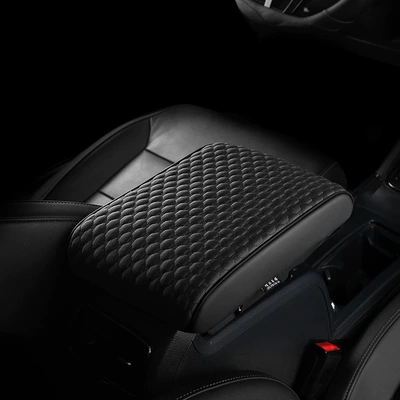 High-End Luxury Car Center Armrest Box Pad, Car Armrest Box Protective Pad, Ice Silk Height-Increasing Pad, Interior Accessories (Armrest box pad) - ice-silk-heightening-pad-black