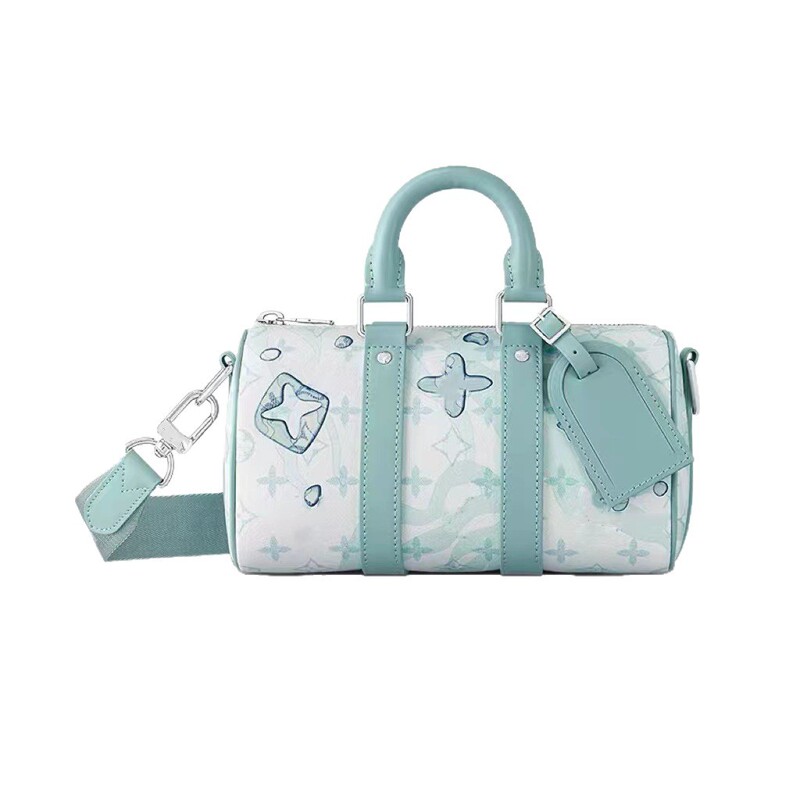 新款keepall-25cm枕头包压花单肩包滚筒包圆筒包时尚斜挎包情侣包|undefined