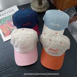 韩版拼色学院风字母刺绣棒球帽春夏天软顶潮男街头休闲遮阳鸭舌帽