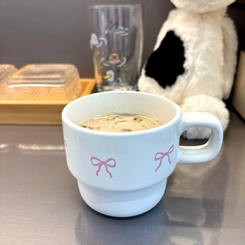 Детская кружка Ceramic Cup для кофе с короной сердце бантик Ins Wind Girl для холодного заваривания вкусного завтрака