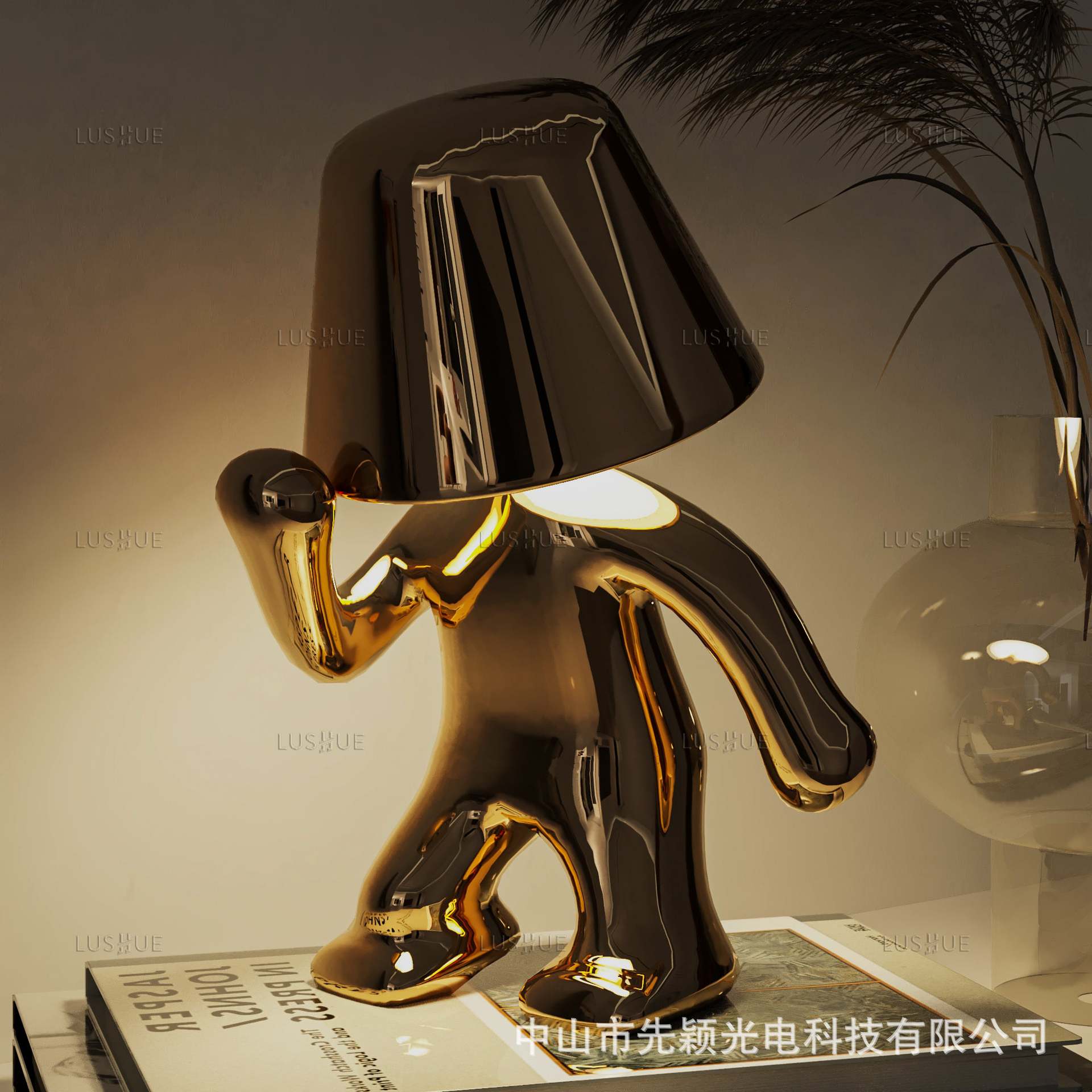 Fábrica transfronteriza Hermanos de oro lámpara de mesa decoración noche luz lámpara pensador