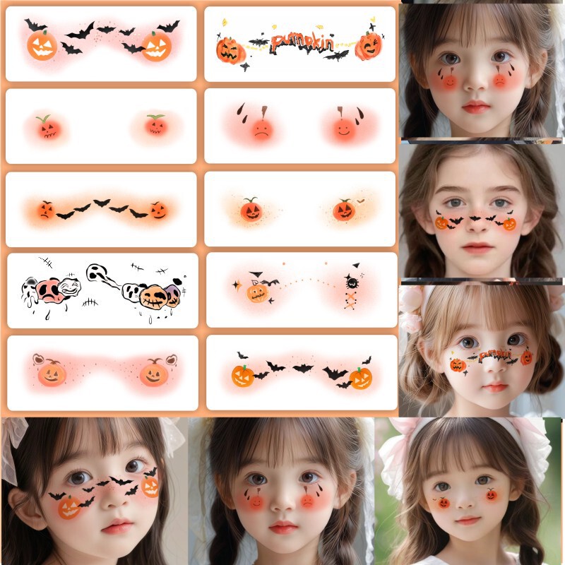 Halloween Children's Tattoo Stickers Cartoon Cute Christmas Creative Makeup Face Stickers Party Props Waterproof Stickers