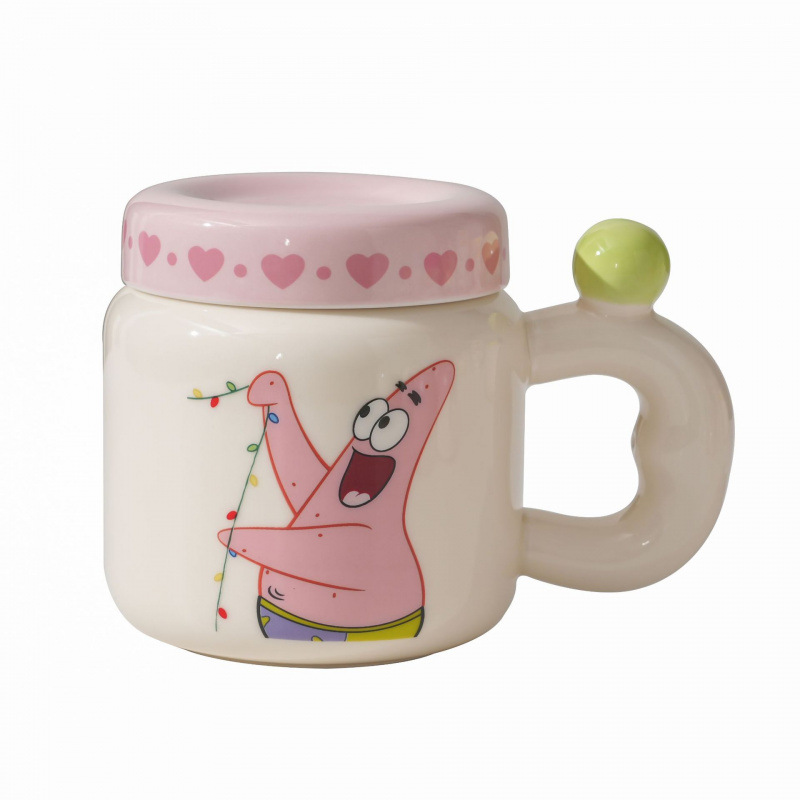 SpongeBob auténtica taza de cerámica encantadora taza para parejas niñas caseras con taza de tapa taza de agua para niños