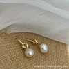 Genuine earrings from pearl, light luxury style, oil painting imitation print, 925 sample silver
