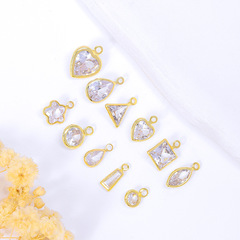 14K包金鋯石包邊鑲嵌帶吊小吊墜鍍真金水滴 diy手工耳飾吊墜配飾