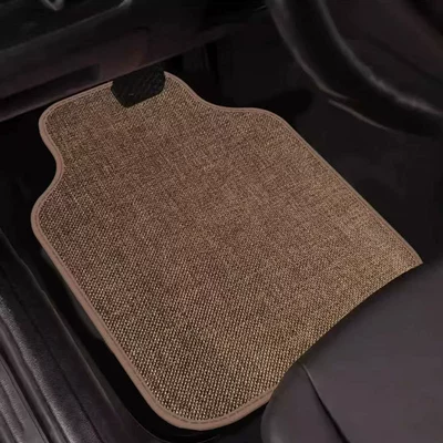 Floor Mats with Woven Texture, Universal Foot Pad - brown-7mm-linen-car-floor-mats-5065cm-one-piece-in-the-front-row