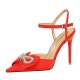 86-H28 Summer High Heels Women's Shoes Slim Heels, Shallow Mouth, Pointed Satin, Bow Knot, Hollowed Out One Line, High Heel Sandals