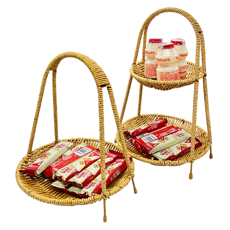 Creativa imitación de vid trenzada multicapa cesta de frutas KTV horno de cocción de té bandeja de frutas almacenamiento triple doble simple