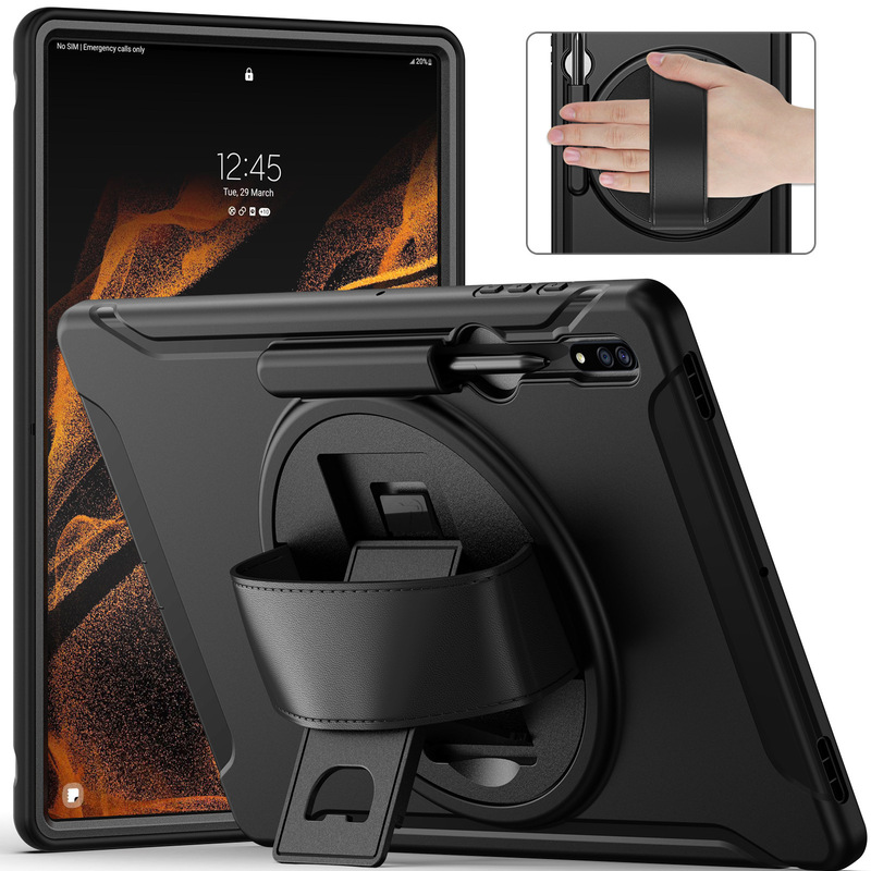Applicable to Samsung TabS8 Ultra tablet case X900/X906 drop-resistant hand strap PC rotating bracket protective shell