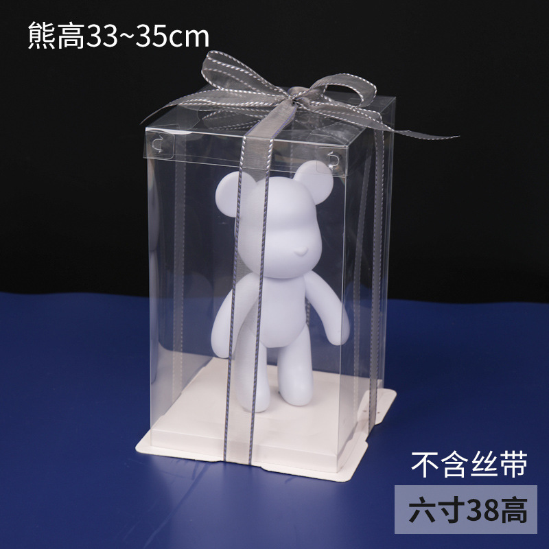 흰색 배경과 9.8inch 높이의 정사각형 투명 커버(33-35cm 곰에 적용 가능), 투명 유체 곰 포장 상자