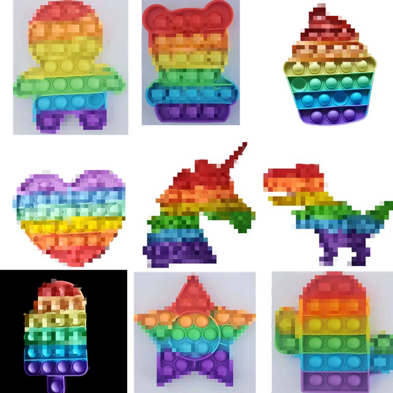 Rainbow silicone dinosaur, anti-stress, unicorn, material