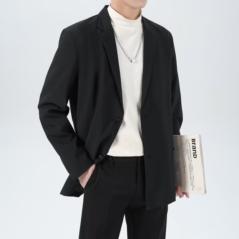 2026 chaqueta de moda coreana para hombres guapo suelto estilo de Hong Kong chaqueta de traje para hombres primavera y otoño traje casual universal