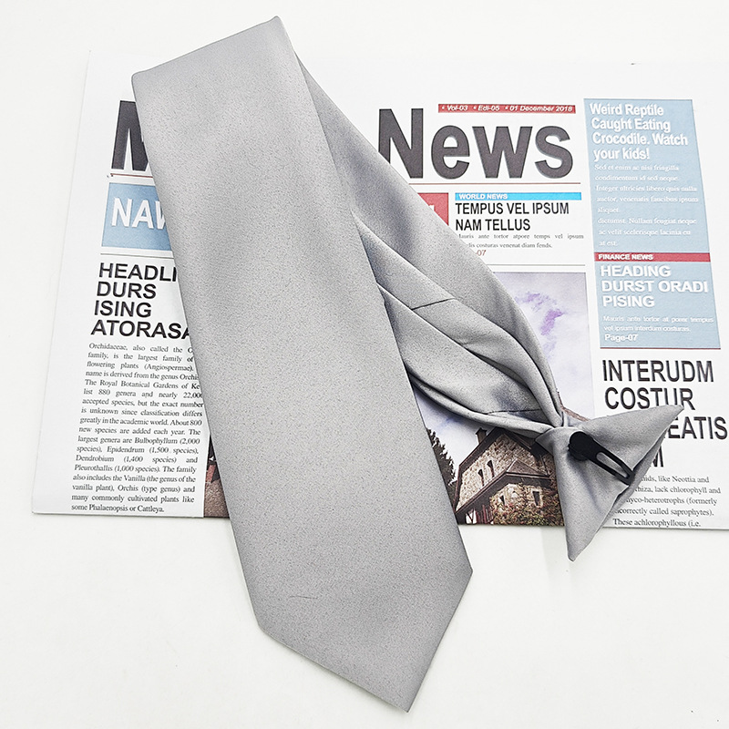 Botón negro de color sólido al contado del fabricante, sin nudos, traje formal transfronterizo europeo y americano, corbata de hombre, hebilla de avión