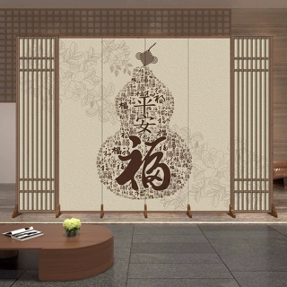 新中式屏风隔断客厅葫芦山水画家用卧室书房酒店可折叠移动屏风