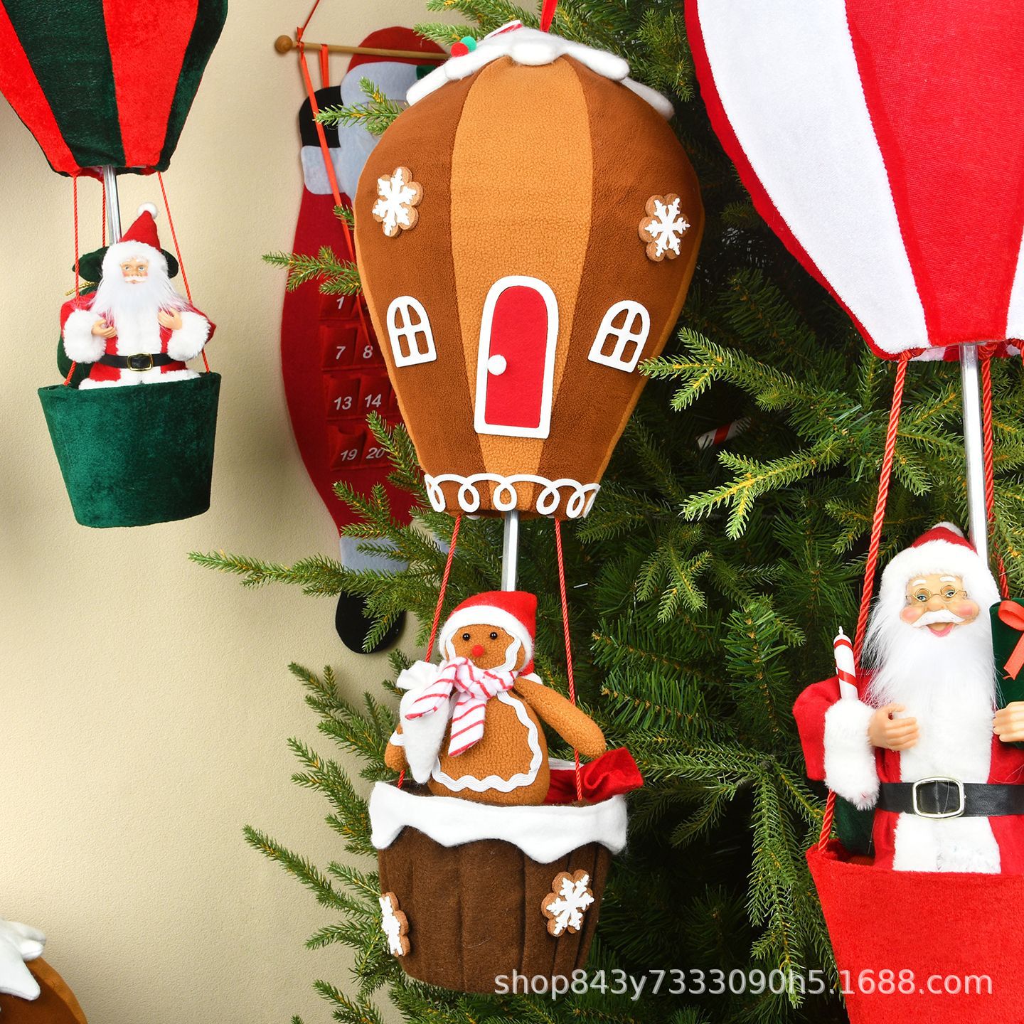 Decoraciones de Navidad pan de jengibre paracaídas retráctiles para el marido colgante de globo de aire caliente regalo ventana decoración