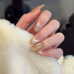 2025年新款鎏金蝴蝶結穿戴甲貓眼波點氣質顯白千金美甲貼片