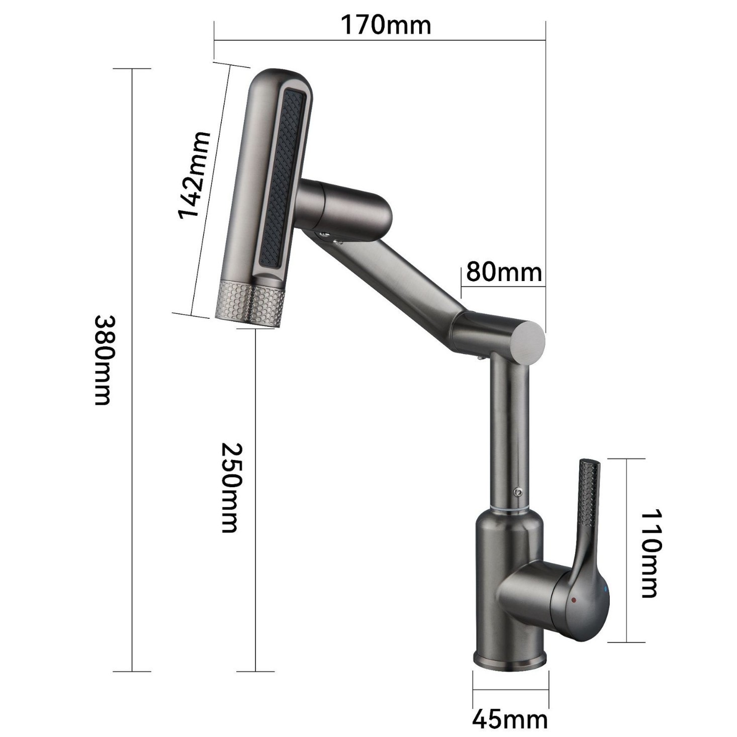 Gato afortunado de acero inoxidable brazo robótico grifo de cocina para el hogar fregadero de extracción multifuncional de cocina grifo de lavabo