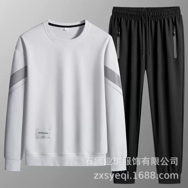 2023春秋季休闲运动两件套圆领大码卫衣卫裤宽松百搭时尚套装男