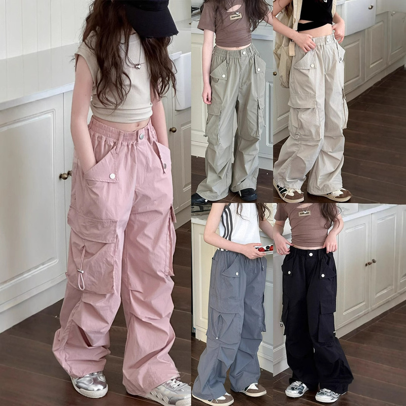 Girls' Western Style Overalls Spring and Summer Children's Casual Pants 2025 New Large Children's Loose Straight Pants Boys' Pants