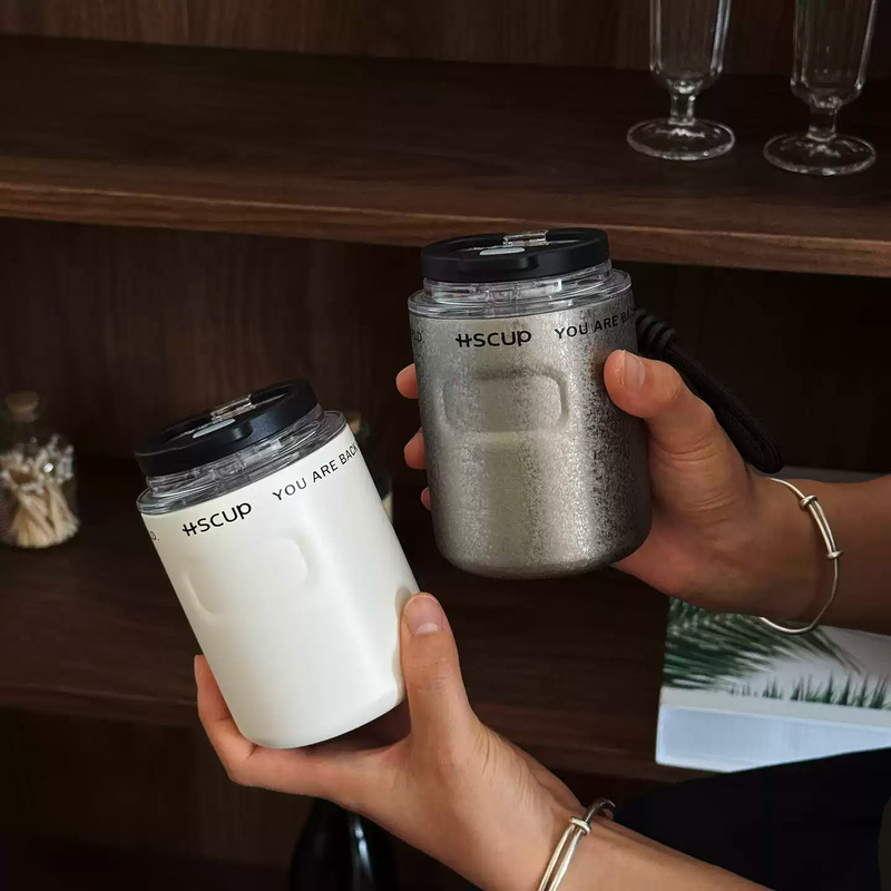 简约小巧咖啡杯一杯双饮水杯便携迷你小众高级不锈钢真空杯子|undefined