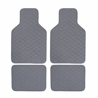 PVC universal car floor mats, Universal Foot Pad - gray-protruding-head-black