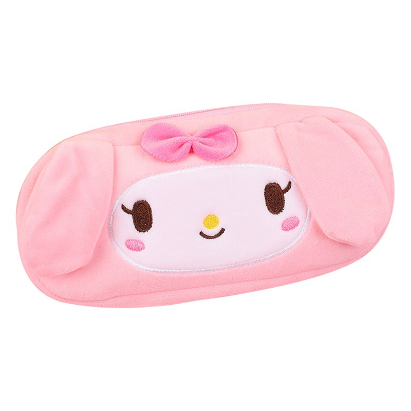 Estilo coreano ins caja de lápices de dibujos animados embrague de las niñas Lindo bolso de papelería bordado de felpa caja de papelería para niños de gran capacidad