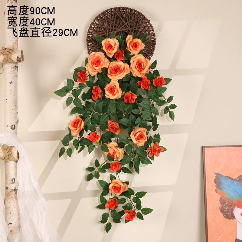 Simulación transfronteriza rosa colgada en la pared de plástico artificial de flores藤 acondicionado de aire acondicionado de pared de hogar orquídea colgante de orquídea decorada planta de藤
