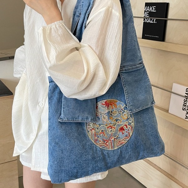 Bolsos verano mujer 2024 nuevo bolso de mezclilla moda hombro de gran capacidad casual bolso de viaje para mujer