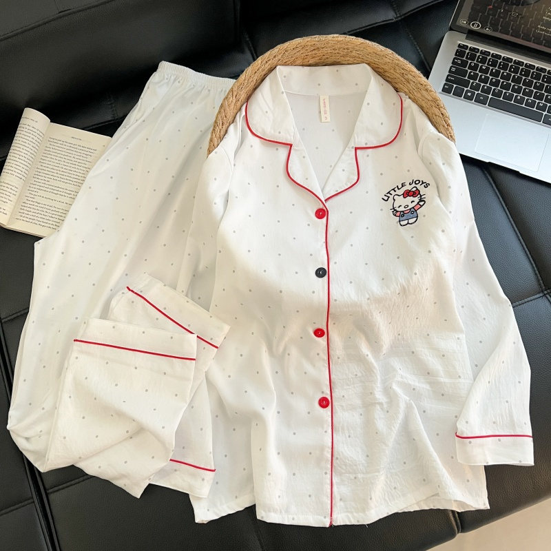Transfronterizo al por mayor lindos rayas amarillas osos impresión pijamas de primavera y otoño nuevos pantalones de mangas largas set de ropa para el hogar