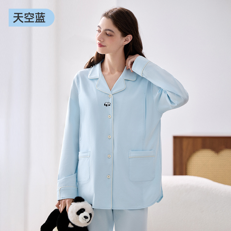 【高品質で通気性の良い天山綿】ジンチー産後服春秋純綿抗菌マタニティパジャマ授乳服女性用ホームウェア|undefined